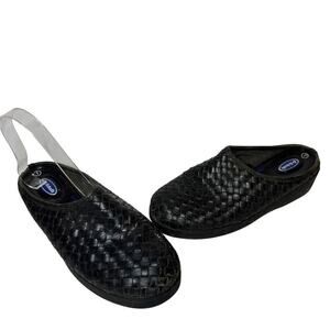 Dr. Scholl's Size 7 Isabel Black Leather Slip Resistant Closed Toe Flat Clogs